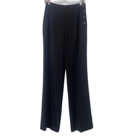 Zara Woman High Waist Wide Leg Trousers Black Pants Button Snaps Size Small NWT - Picture 1 of 8